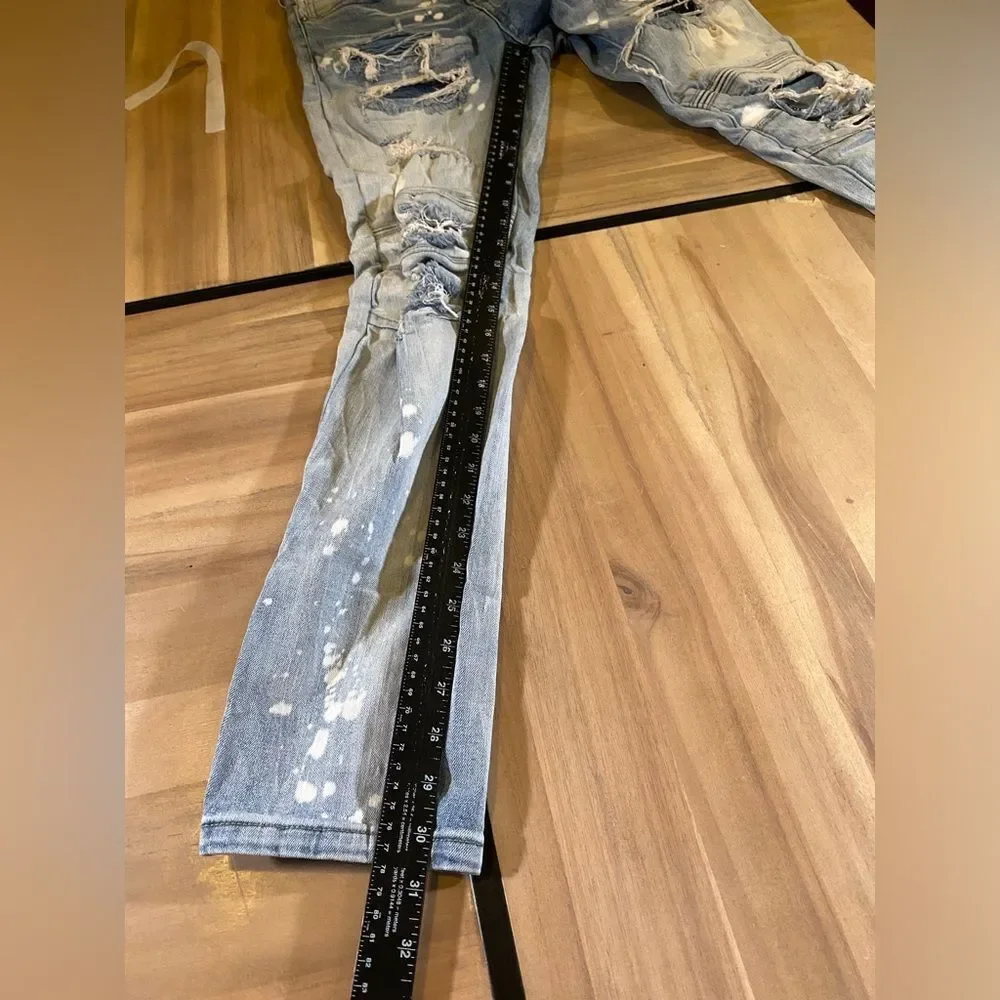 Smoke rise distressed jeans‎